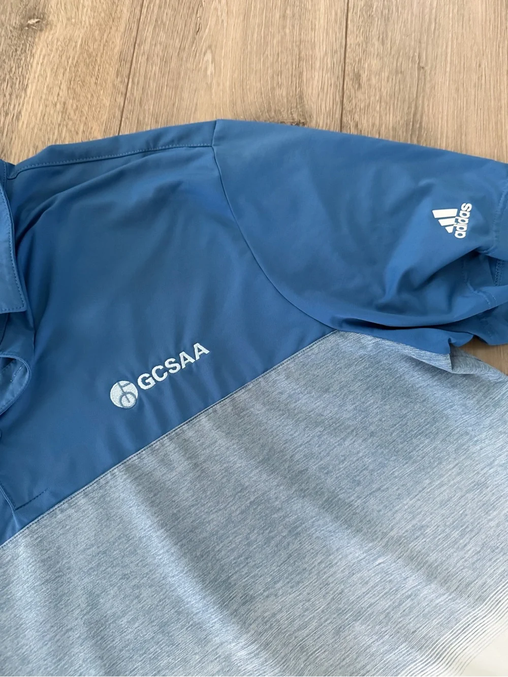 adidas Blue and White Gradient Golf Polo